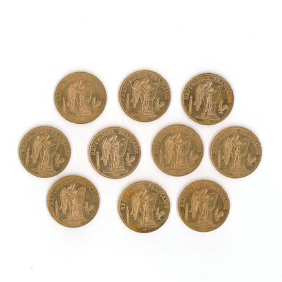 10 gold coins : 20 FF Génie 1889 A