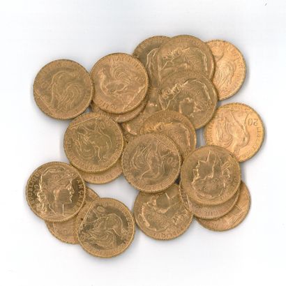 20 gold coins : 20 FF Coq 1907