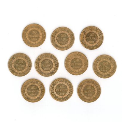 10 gold coins : 20 FF Génie 1889 A