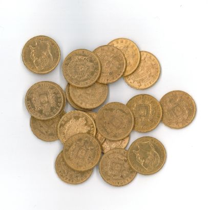 20 gold coins : 20 FF Napoléon III tête laurée...