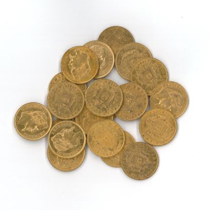 20 gold coins : 20 FF Napoléon III tête laurée...