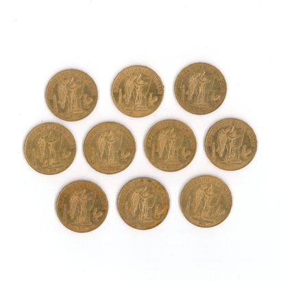 10 gold coins : 20 FF Génie 1879 A