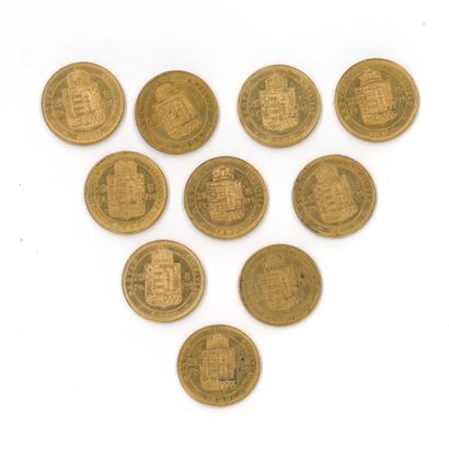 10 gold coins: 8 Florins Hungary Magyar Franz...