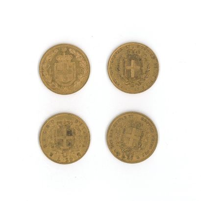 4 gold coins: 20 F Latin Union Italy 1880R,...