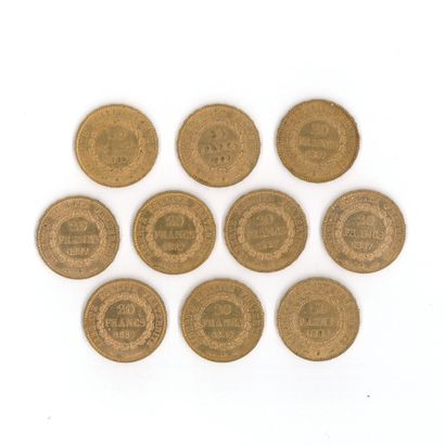 10 gold coins : 20 FF Génie 1887 A