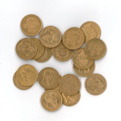 20 gold coins: 20 F Belgium Leopold II (1868...
