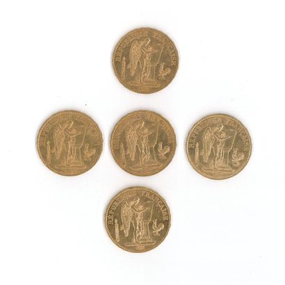5 gold coins : 20 FF Génie 1887 A