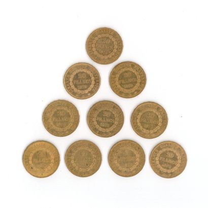 10 gold coins : 20 FF Génie 1878 A