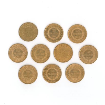 10 gold coins : 20 FF Génie 1886 A