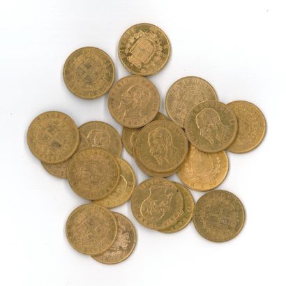 20 gold coins: 20 Italian lire Victor Emmanuel...