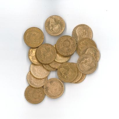 20 gold coins: 20 F Belgium Leopold II (1867...