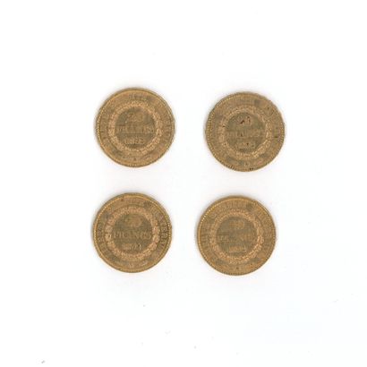 4 gold coins: 20 FF Génie 1892 A