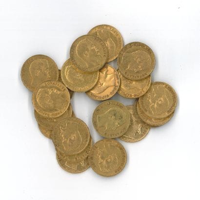 20 gold coins : 20 FF Napoléon III bare head...