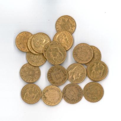 20 gold coins: 20 FF Napoleon III laureate...