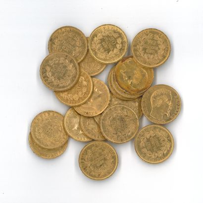 20 gold coins: 20 FF Napoleon III bareheaded,...