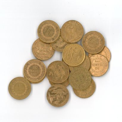 20 gold coins: 20 FF Génie (1875 A x 2, 1876...