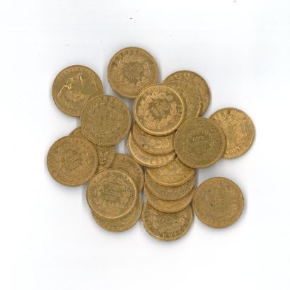 20 gold coins: 20 FF Napoleon III bareheaded,...