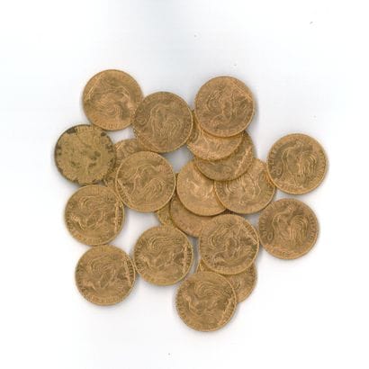 20 gold coins : 20 FF Coq 1910