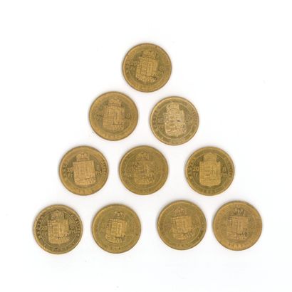 10 monnaies or : 8 Florins Magyar François-Joseph...