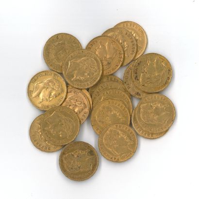 20 gold coins: 20 FF Napoleon III laureate...