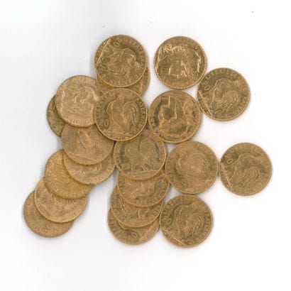 20 gold coins : 20 FF Coq 1907