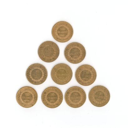 10 gold coins: 20 FF Génie 1895 A