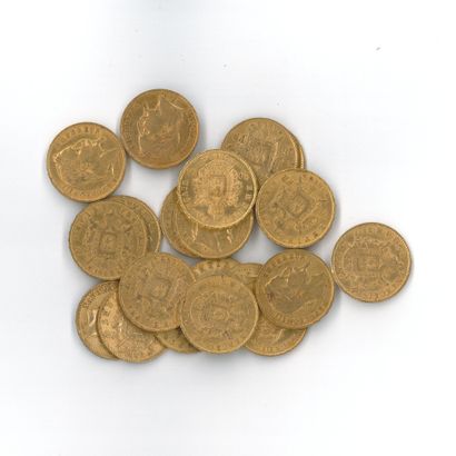 20 gold coins: 20 FF Napoleon III laureate...
