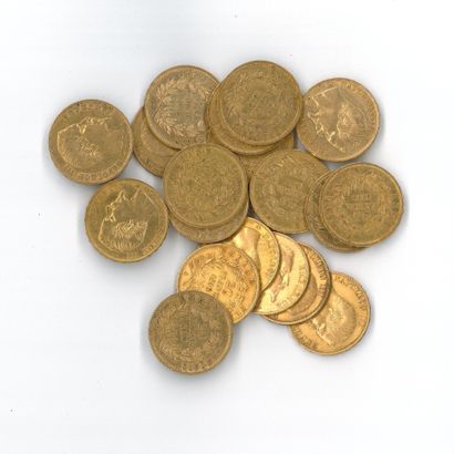 20 gold coins: 20 FF Napoleon III bareheaded,...
