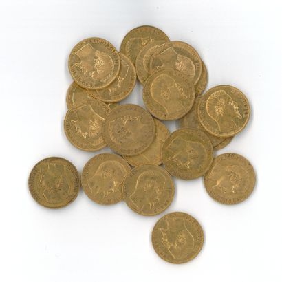20 gold coins : 20 FF Napoléon III bare head...