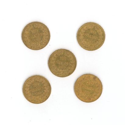 5 gold coins: 20 FF Louis-Philippe I 1848...