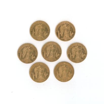 7 gold coins: 20 FF Génie 1894 A