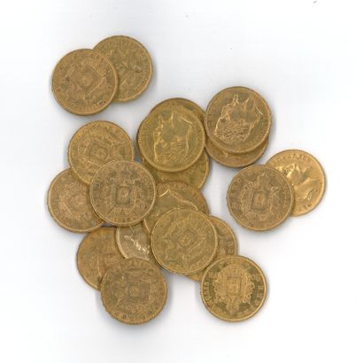 20 gold coins: 20 FF Napoleon III laureate...