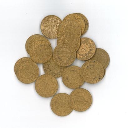 20 gold coins : 20 FF Napoléon III bare head...