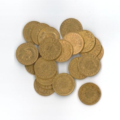 20 gold coins: 20 FF Napoleon III bareheaded...