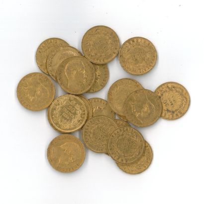 20 gold coins: 20 FF Napoleon III bareheaded...
