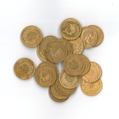 20 gold coins: 20 FF Napoleon III bareheaded,...
