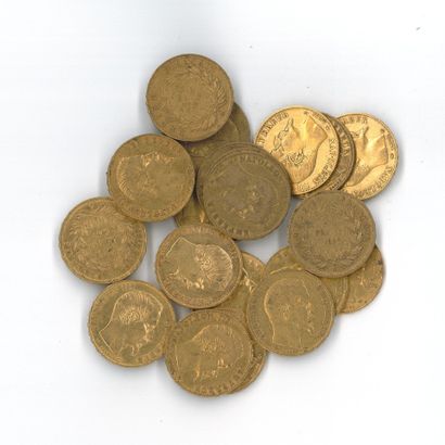 20 gold coins : 20 FF Napoléon III bare head...