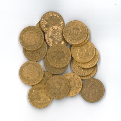 20 gold coins: 20 FF Napoleon III laureate...