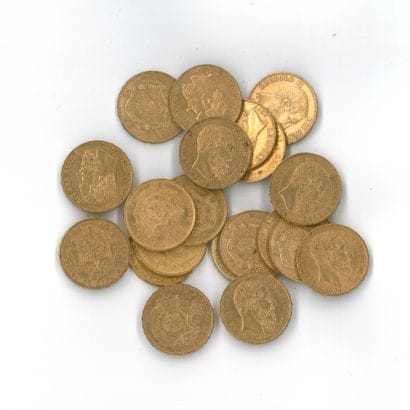 20 gold coins: 20 Belgian francs 
- Leopold...