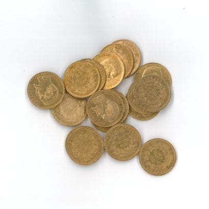 20 gold coins : 20 FF Napoléon III bare head...
