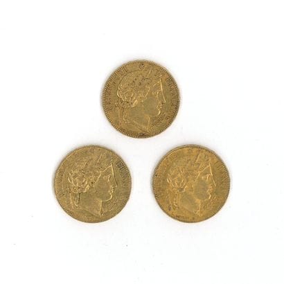 3 gold coins: 20 FF Ceres 1849 A