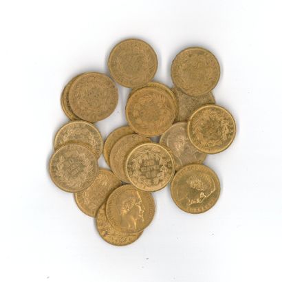 20 gold coins: 20 FF Napoleon III bareheaded,...