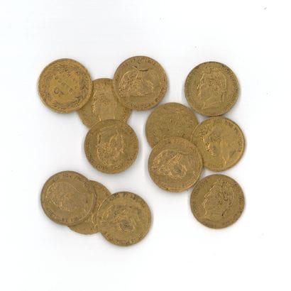12 gold coins: 20 FF Louis-Philippe I (1831...