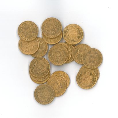 20 gold coins: 20 FF Napoleon III laureate...
