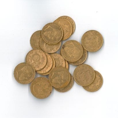 20 gold coins: 20 F Belgium Leopold II (1867...
