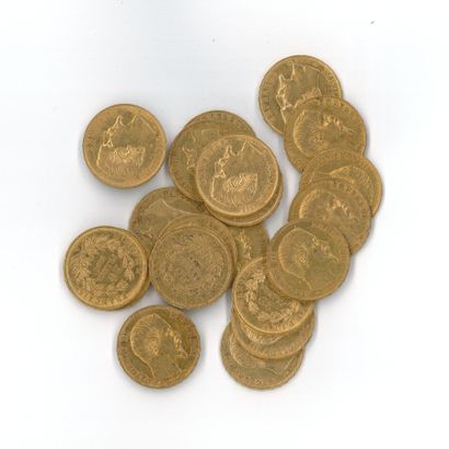 20 gold coins: 20 FF Napoleon III bareheaded,...