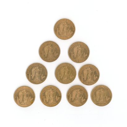 10 gold coins: 20 FF Génie 1895 A
