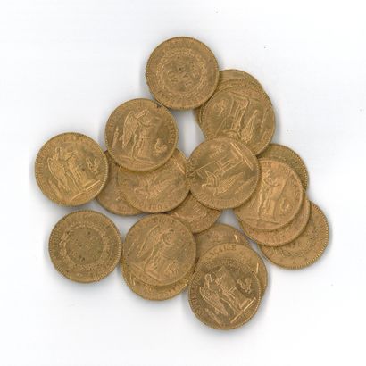 20 gold coins: 20 FF Génie (1875 A x 1, 1876...