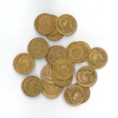 20 gold coins: 20 FF Napoleon III bareheaded...