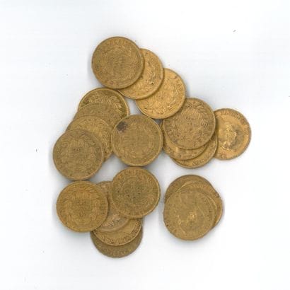 20 gold coins: 20 FF Napoleon III bareheaded...